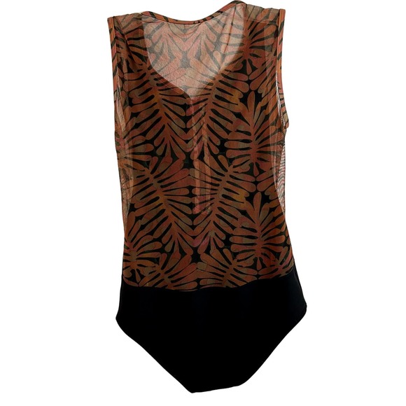Seea Black and Orange One-Piece Swimsuit with Deep V-Neckline - Picture 5 of 7